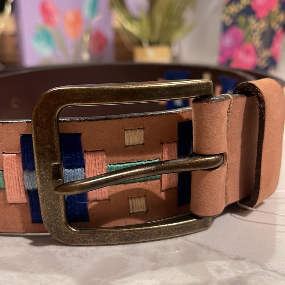 NWOT Free People High Summer
Embroidered Neutral Tan Bohemian
Leather Belt - Picture 6 of 9